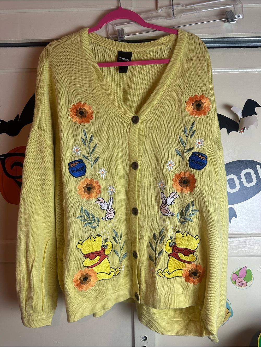Disney Winnie the Pooh Yellow Embroidered Button-Up Cardigan boxlunch size 5X